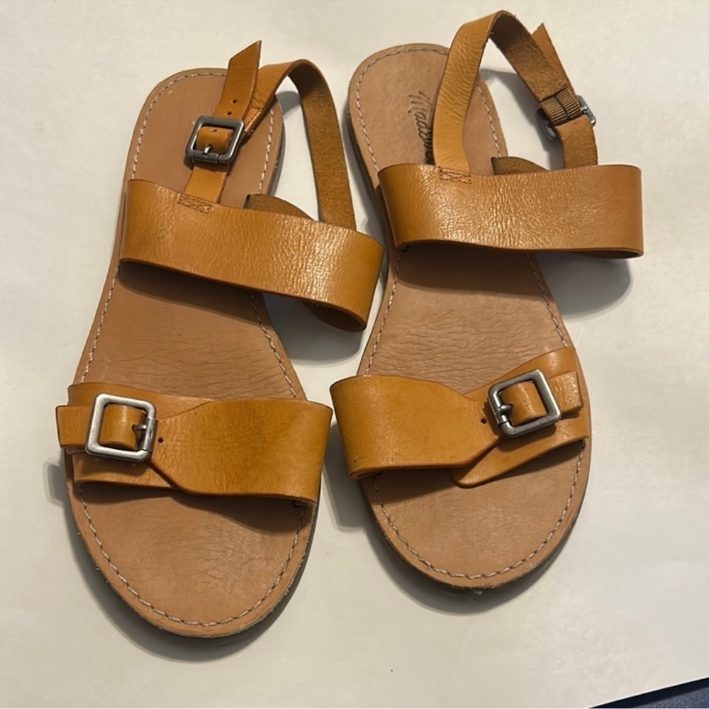 Madewell Tan Leather Buckle Sandals